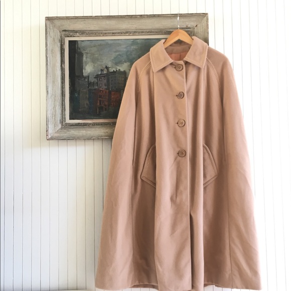 Vintage Jackets & Blazers - Vintage Cape, 60s 70s Camel Tan Poncho